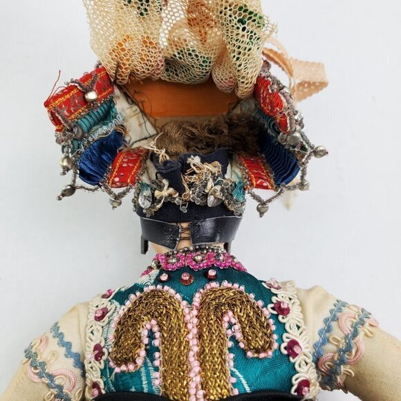 Czech Traditional Vintage 1950s Girl Doll Ornate Headdress Outfit Czechoslovakia - Picture 4 of 16